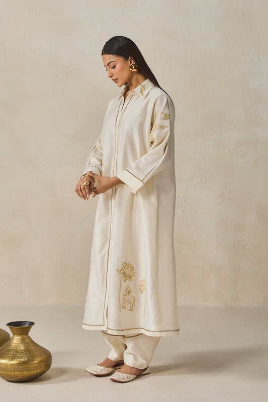 Chanderi Shirt Kurta With Salwar Set