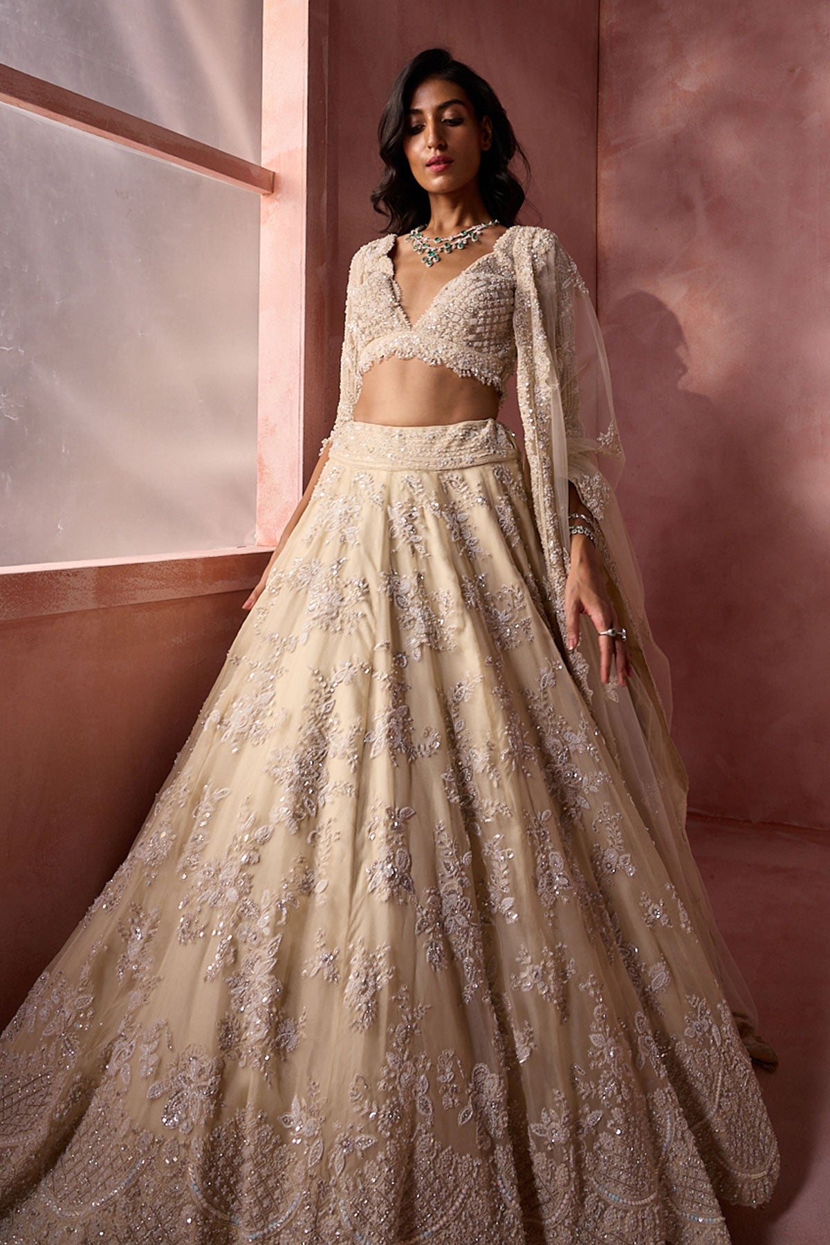 Ivory Organza Lehenga Set