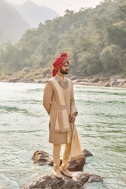 Mocha Heritage Sherwani Set