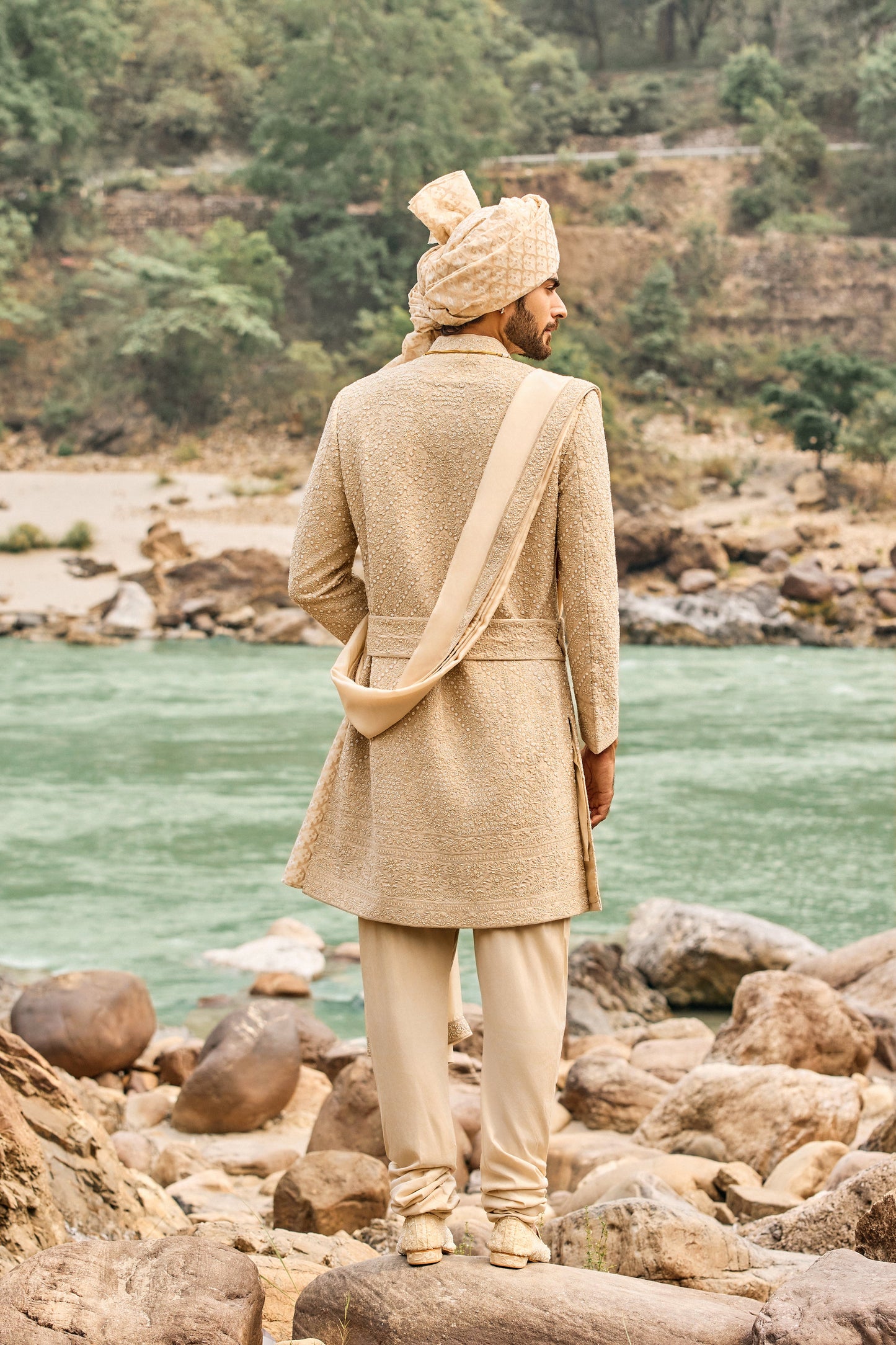 Heritage Beige Sherwani Set