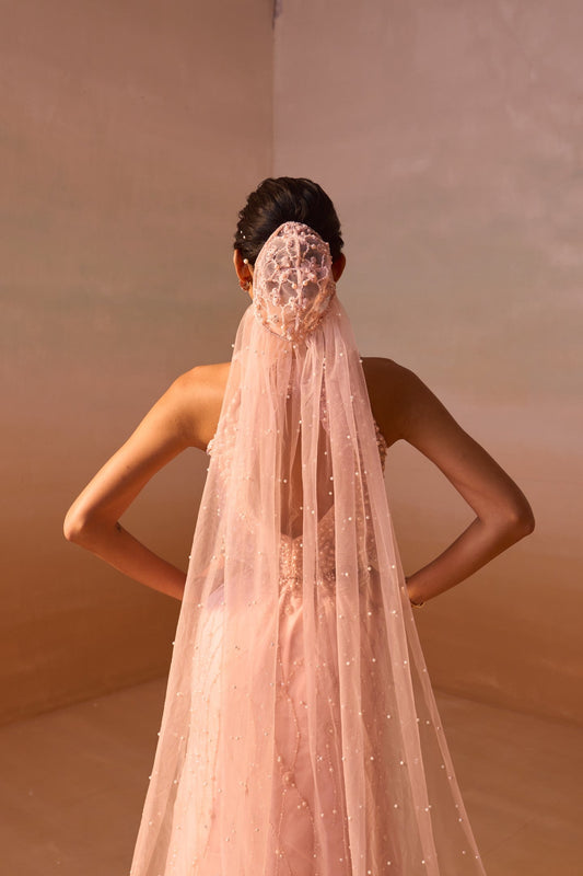 SOFT PINK ORGANZA LAYERED SKIRT SET