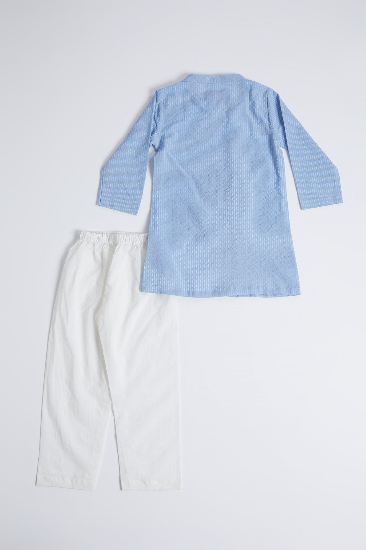 Light Blue & White Kurta Set For Boys by Pankhuri by Priyanka - Kids at Pernia's Pop Up Shop