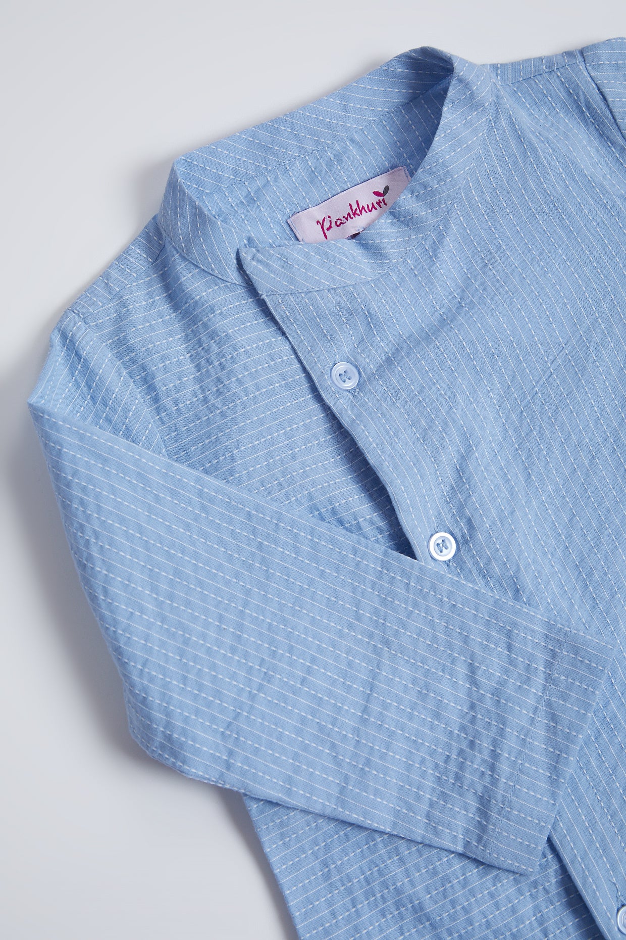 Light Blue & White Kurta Set For Boys by Pankhuri by Priyanka - Kids at Pernia's Pop Up Shop