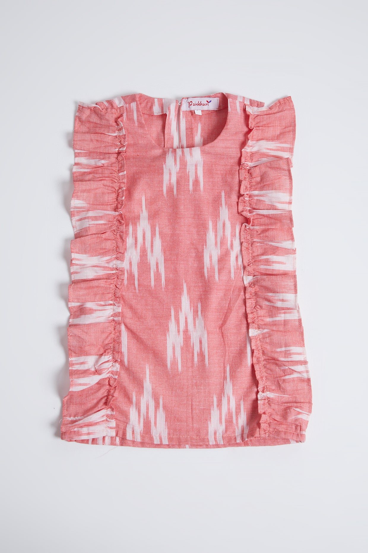 Red Ikat Cotton Frock For Girls by Pankhuri by Priyanka - Kids at Pernia's Pop Up Shop