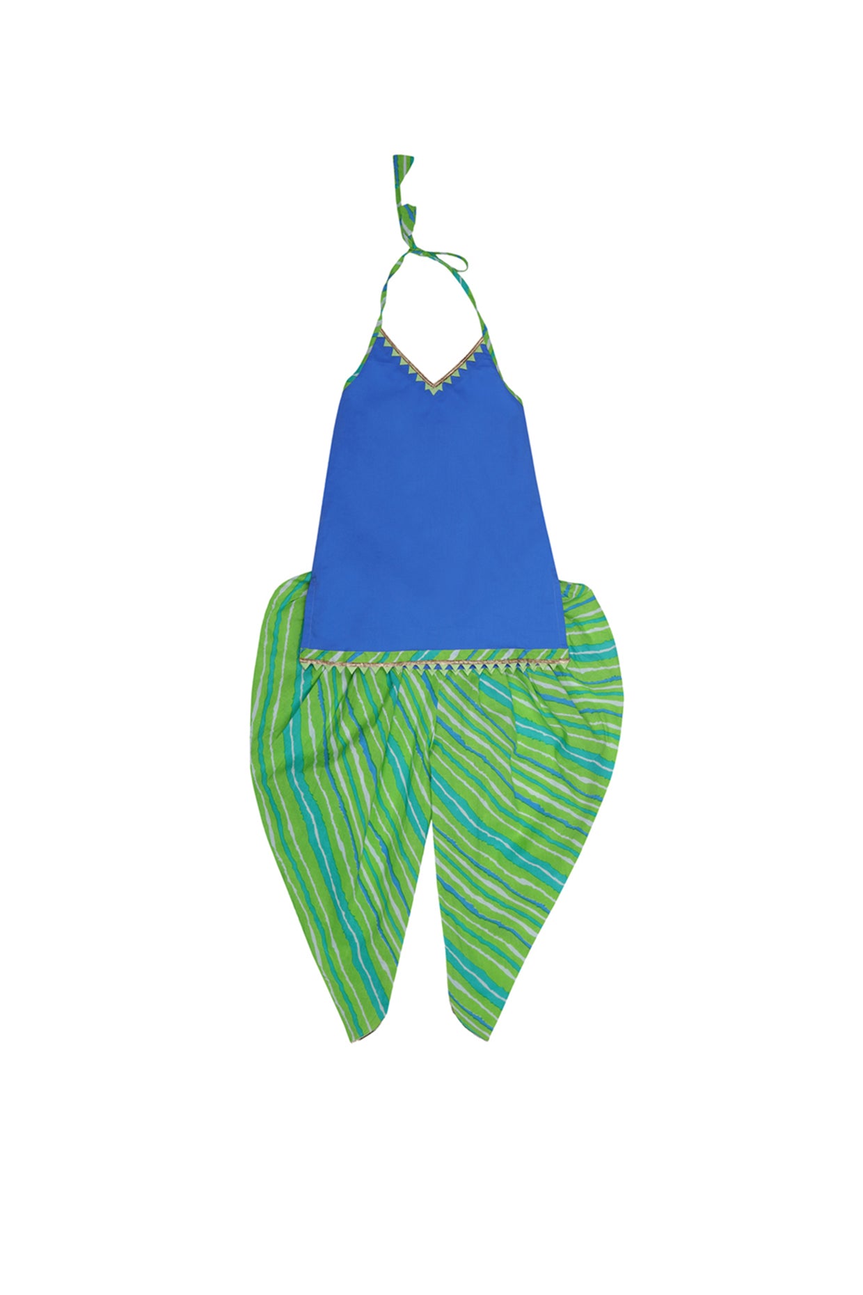 Turquoise Cotton Dhoti Set For Girls by Pankhuri by Priyanka - Kids at Pernia's Pop Up Shop