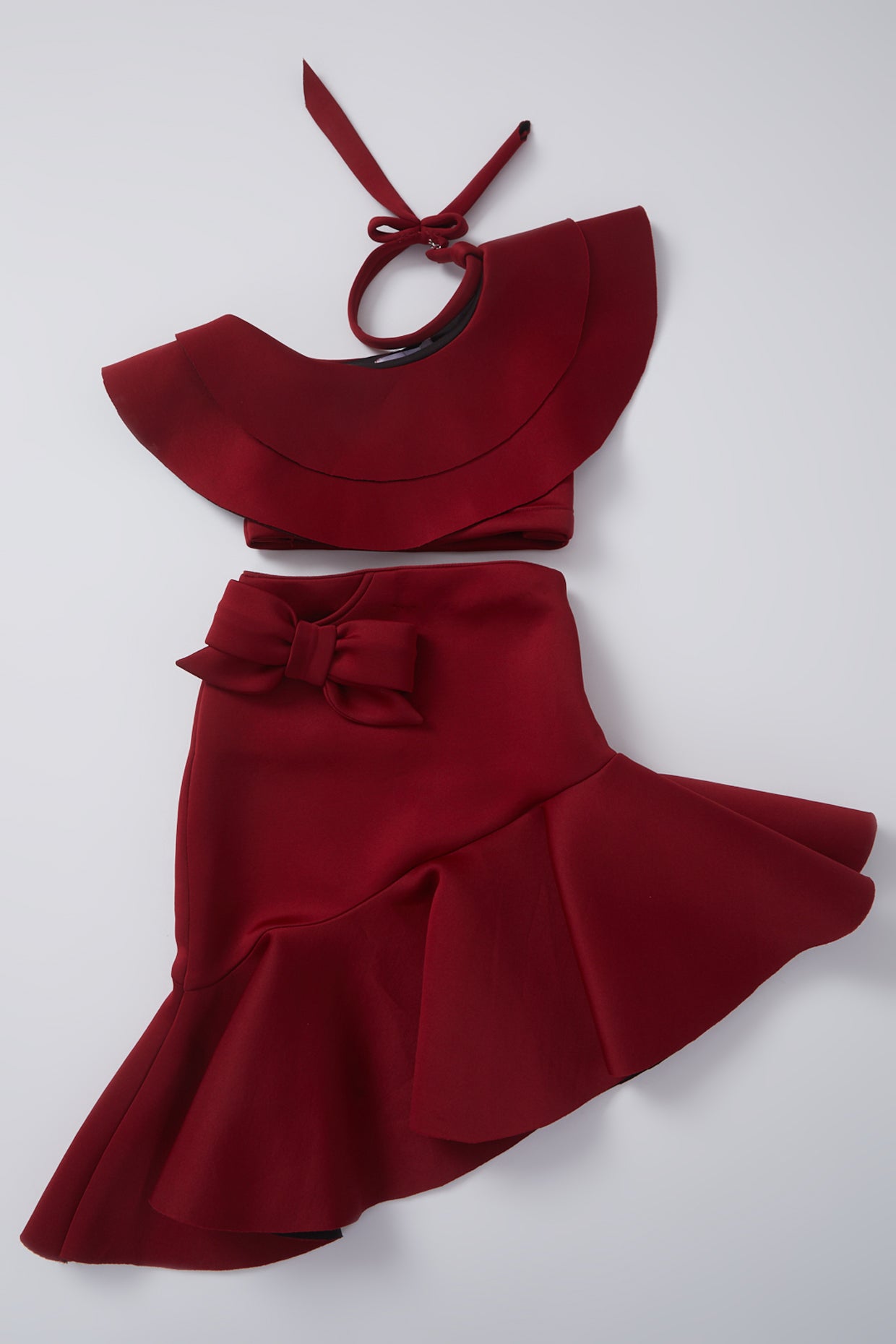 Maroon Frilled Skirt Set For Girls by Pankhuri by Priyanka - Kids at Pernia's Pop Up Shop