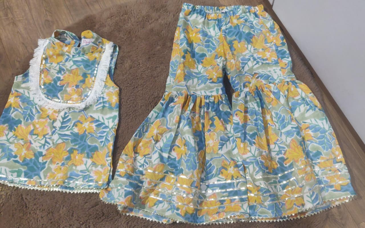 Blue Yellow Floral Garara set