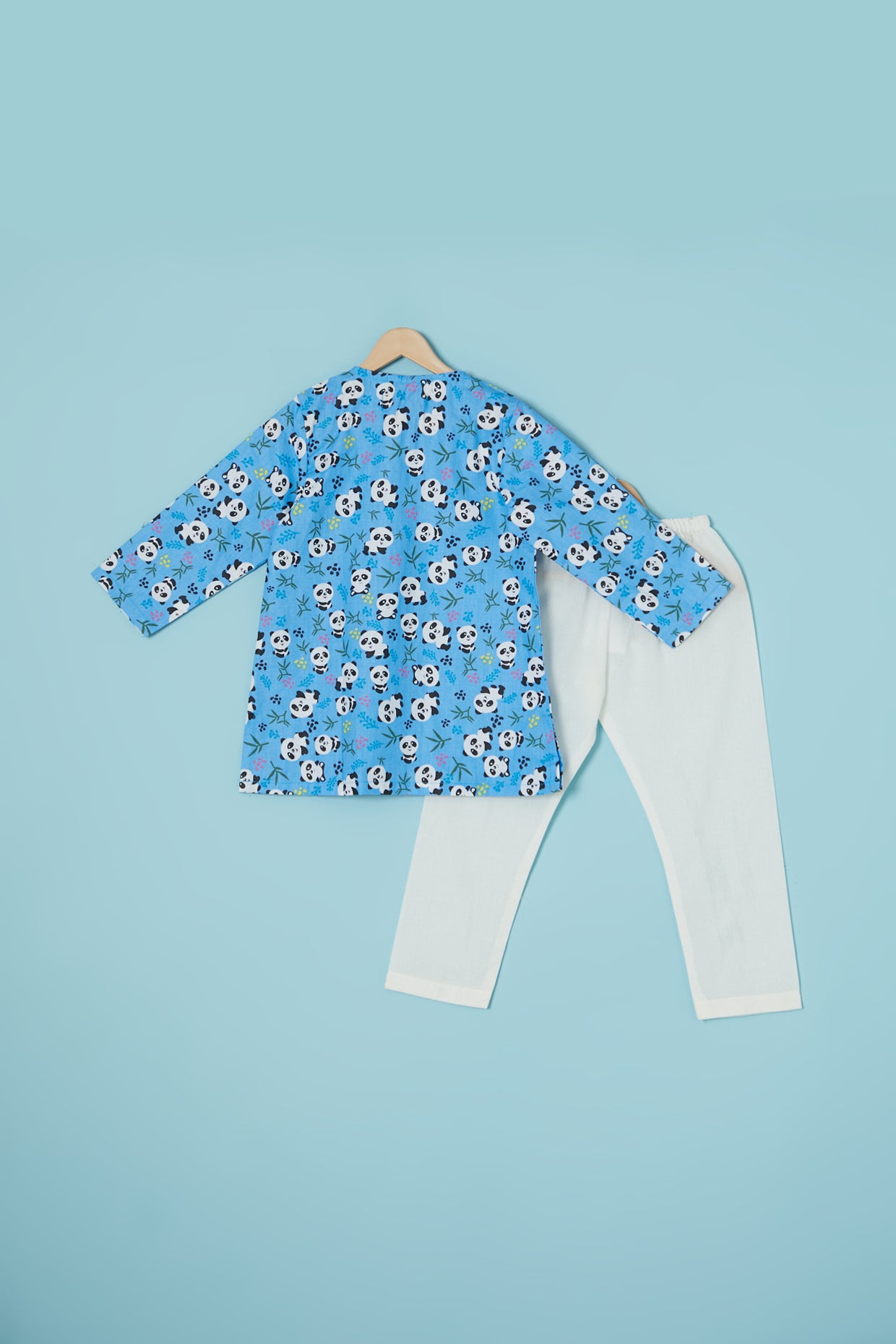 Blue Cotton Printed Kurta Set For Boys by Pankhuri by Priyanka - Kids at Pernia's Pop Up Shop