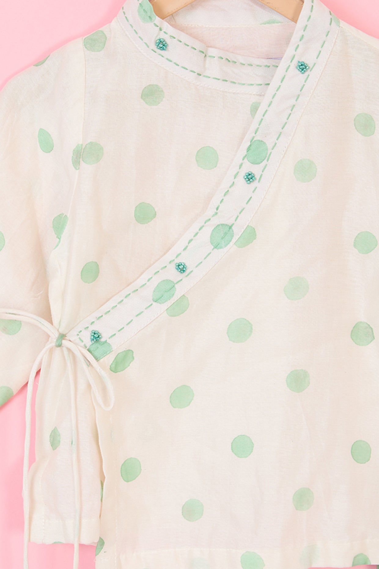 Green Mul Chanderi Dhoti Pant Set For Boys by Pankhuri by Priyanka - Kids at Pernia's Pop Up Shop