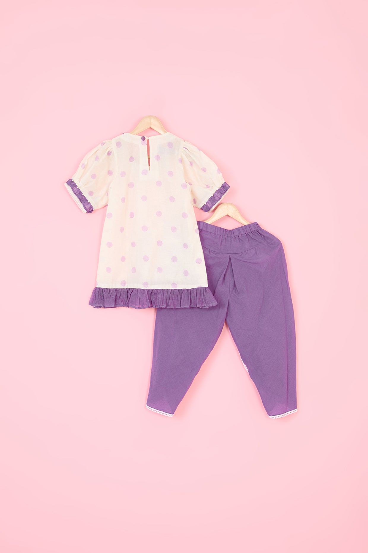 Purple Pure Chanderi Dhoti Pant Set For Girls by Pankhuri by Priyanka - Kids at Pernia's Pop Up Shop