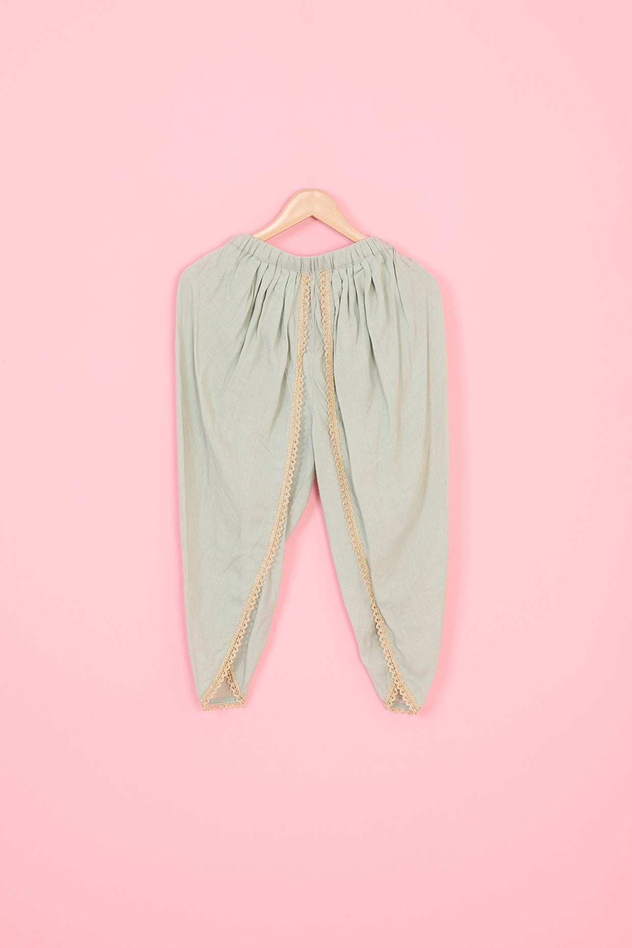 Pastel Green Pure Chanderi Kurta Set For Girls by Pankhuri by Priyanka - Kids at Pernia's Pop Up Shop