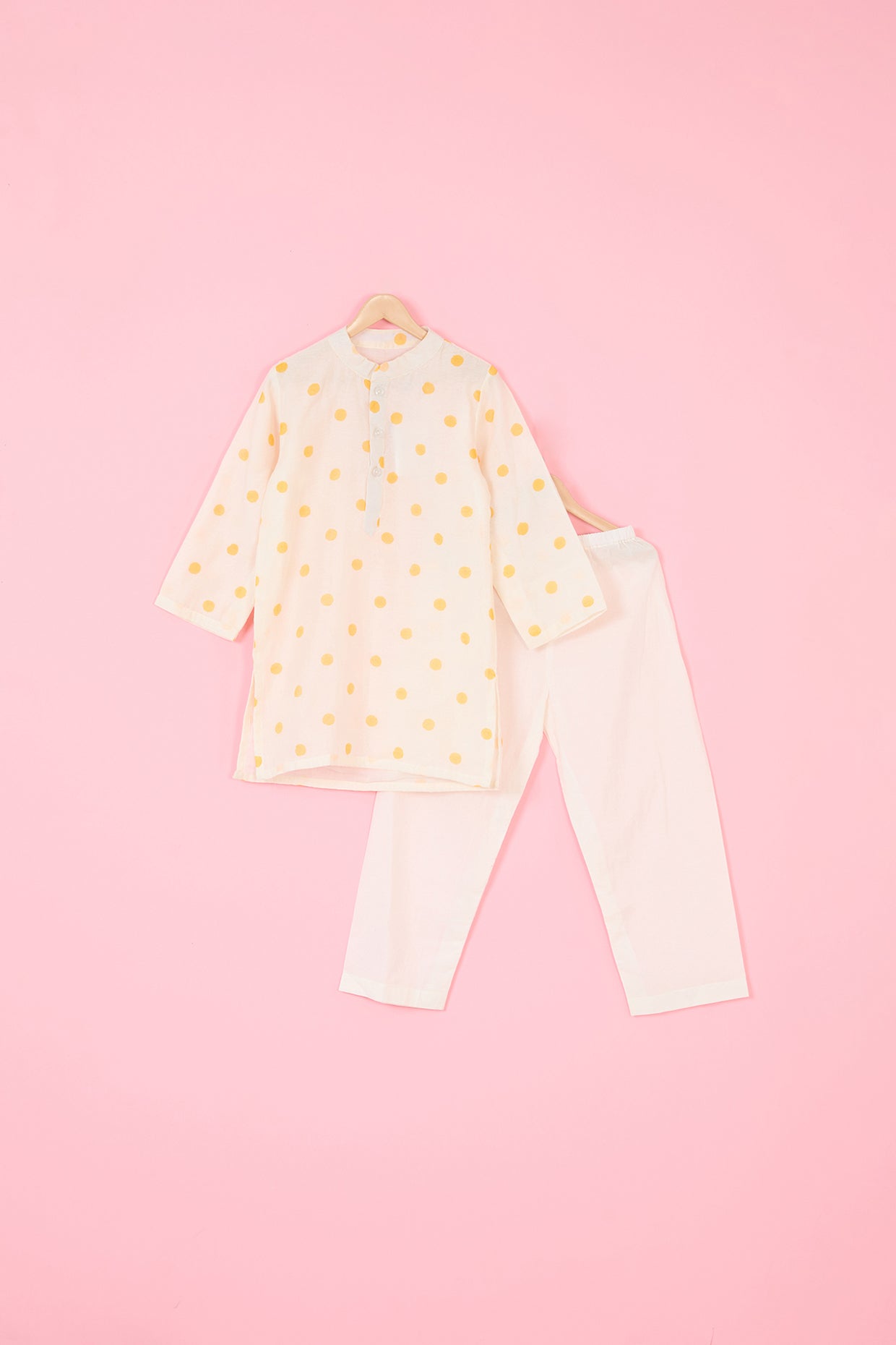 Yellow Pure Chanderi Hand Block Printed Nehru Jacket Set For Boys by Pankhuri by Priyanka - Kids at Pernia's Pop Up Shop