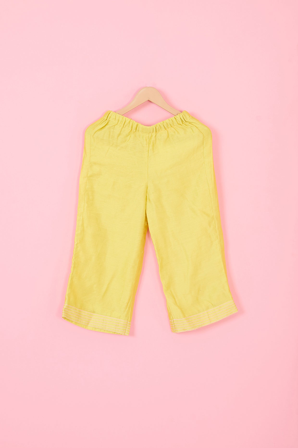 Yellow Pure Chanderi Halter Kurta Set For Girls by Pankhuri by Priyanka - Kids at Pernia's Pop Up Shop