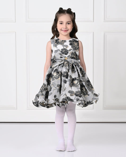 Camellia Pony Floral Printed Dress Off White