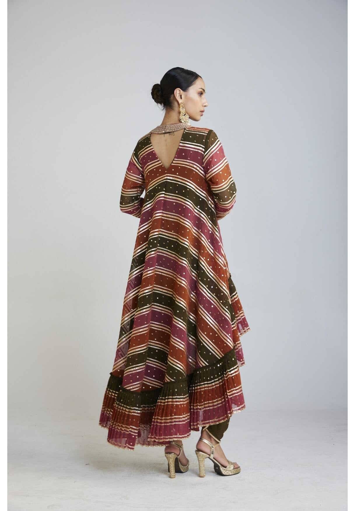 Olive Green Asymmetrical Kurta Set