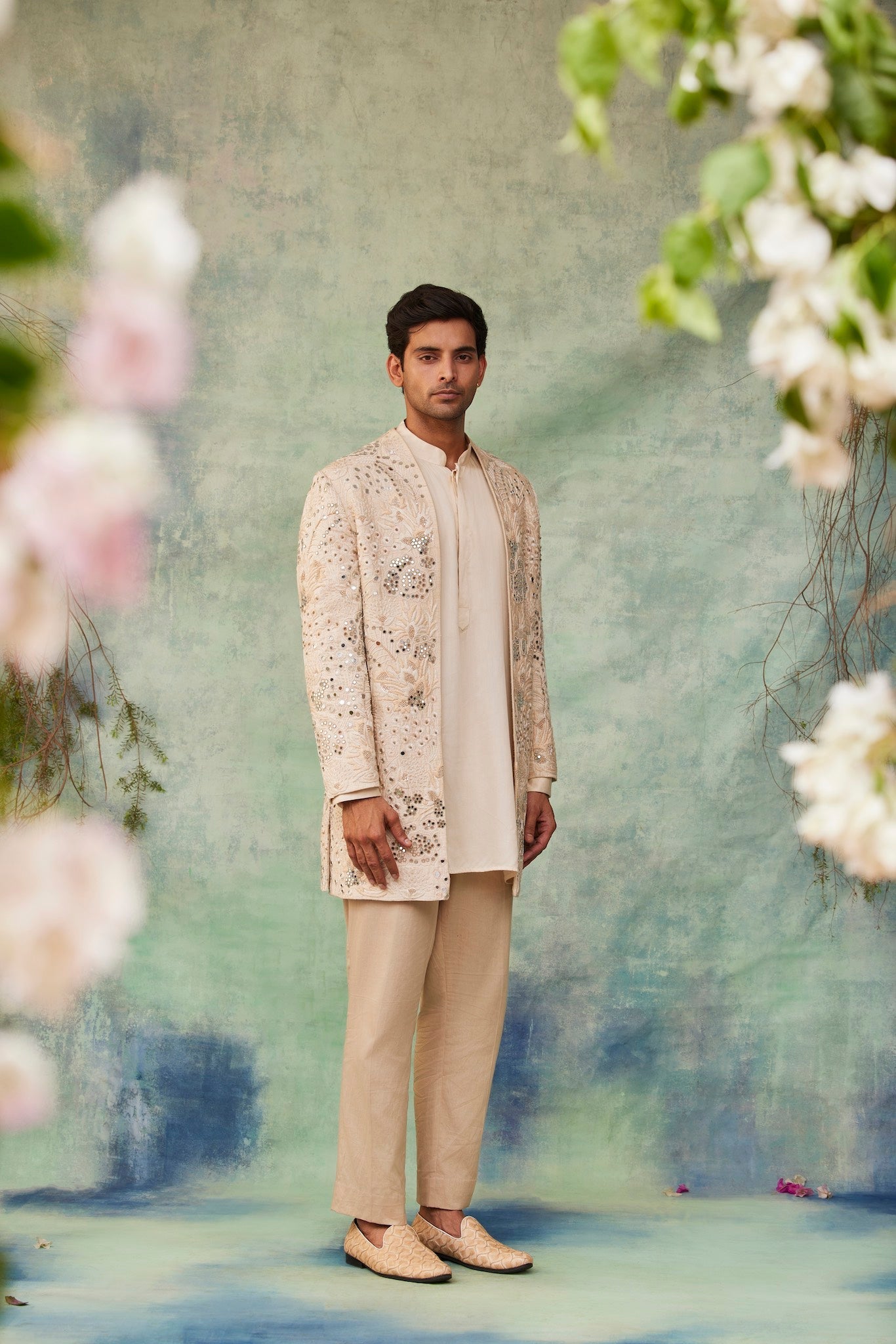IVORY THREADWORK SHERWANI