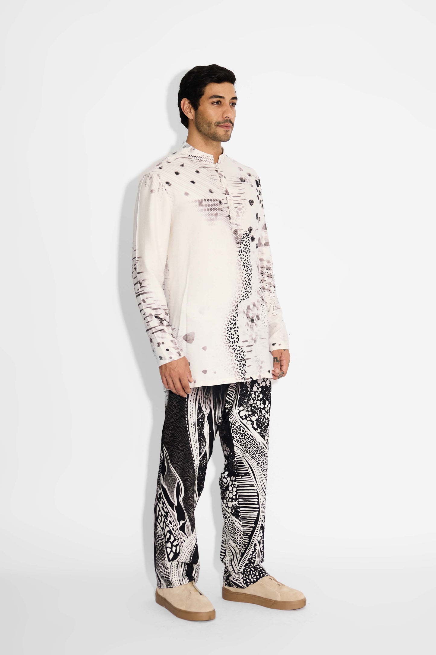 DOTS print Ivory Short kurta