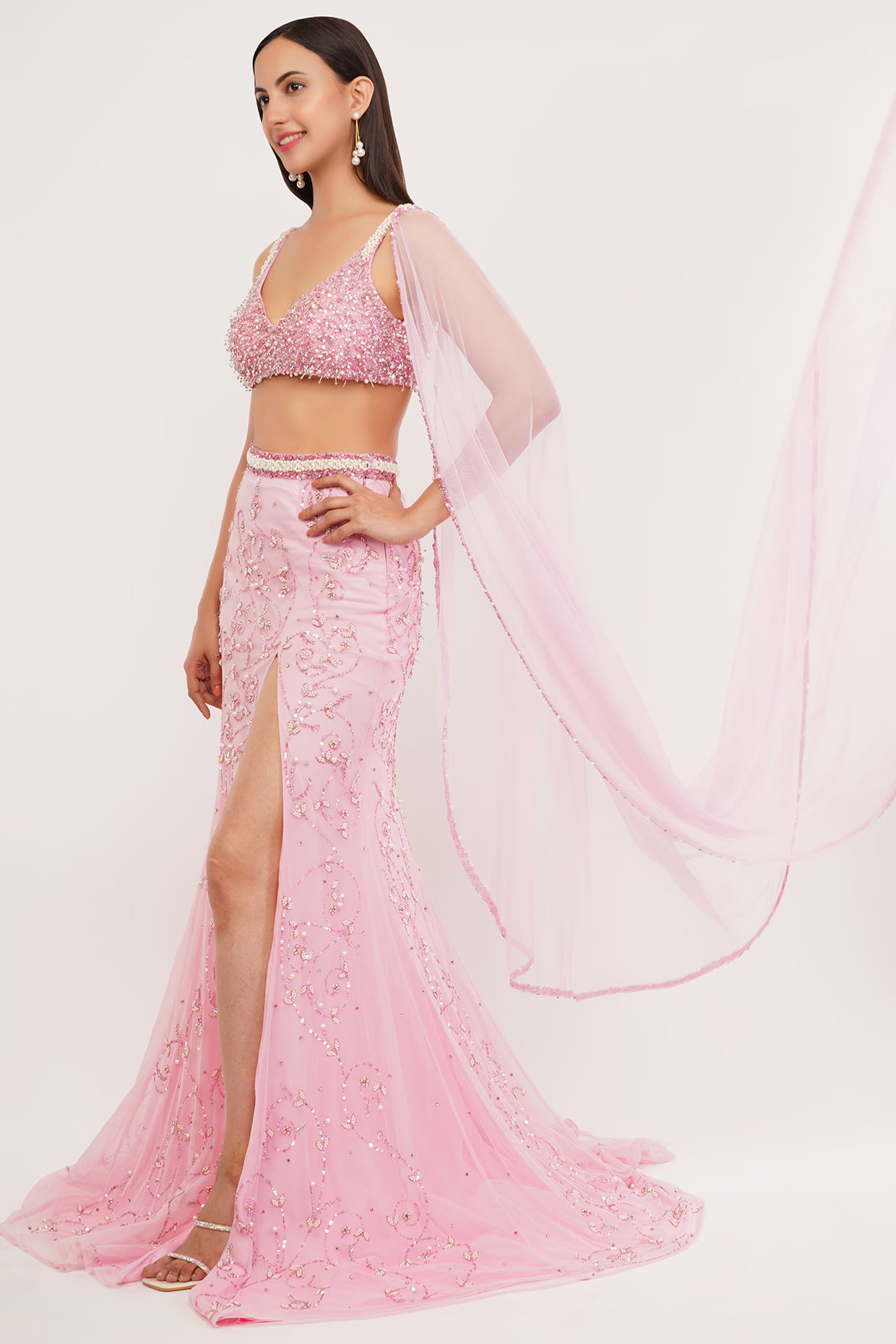 ROSE QUARTZ MERMAID LEHENGA