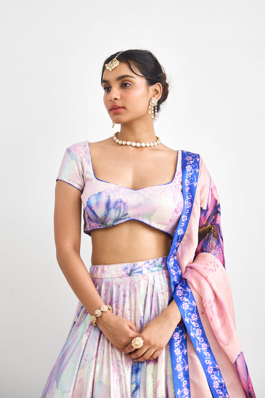 Lavender Twilight Women wear Sequence Lehenga set