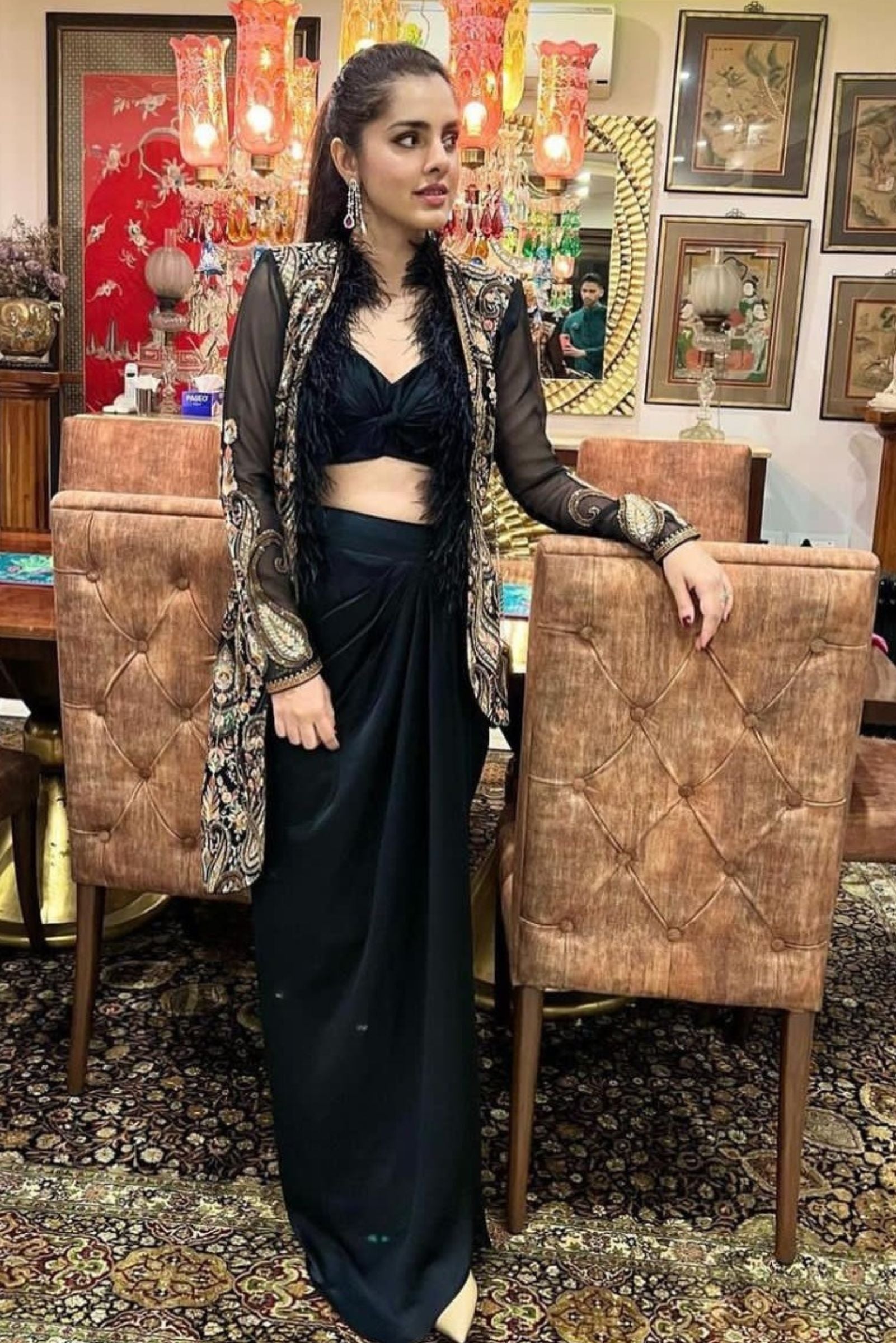 Women's Kashida Embroidered Hi-Low Jacket Set