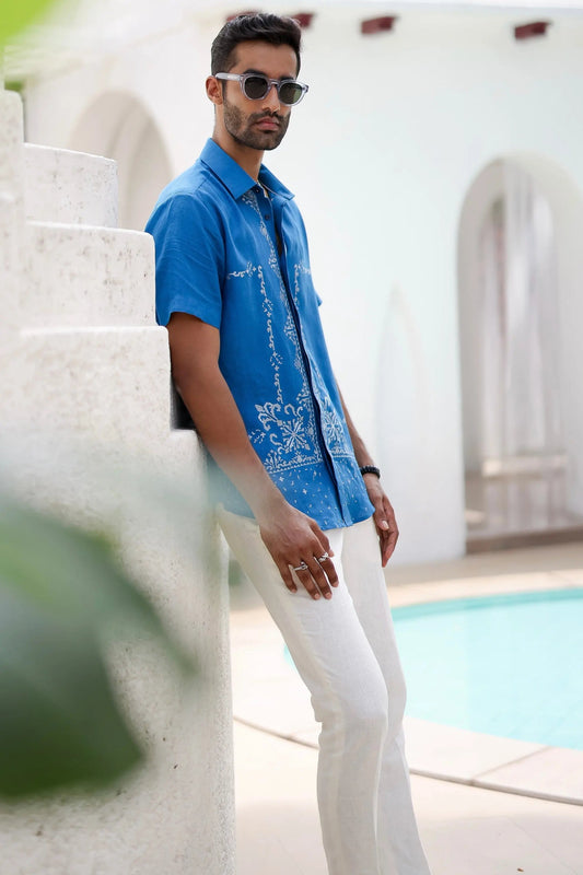 Shop Now Vivid Blue Cowboy Embroidered Shirt