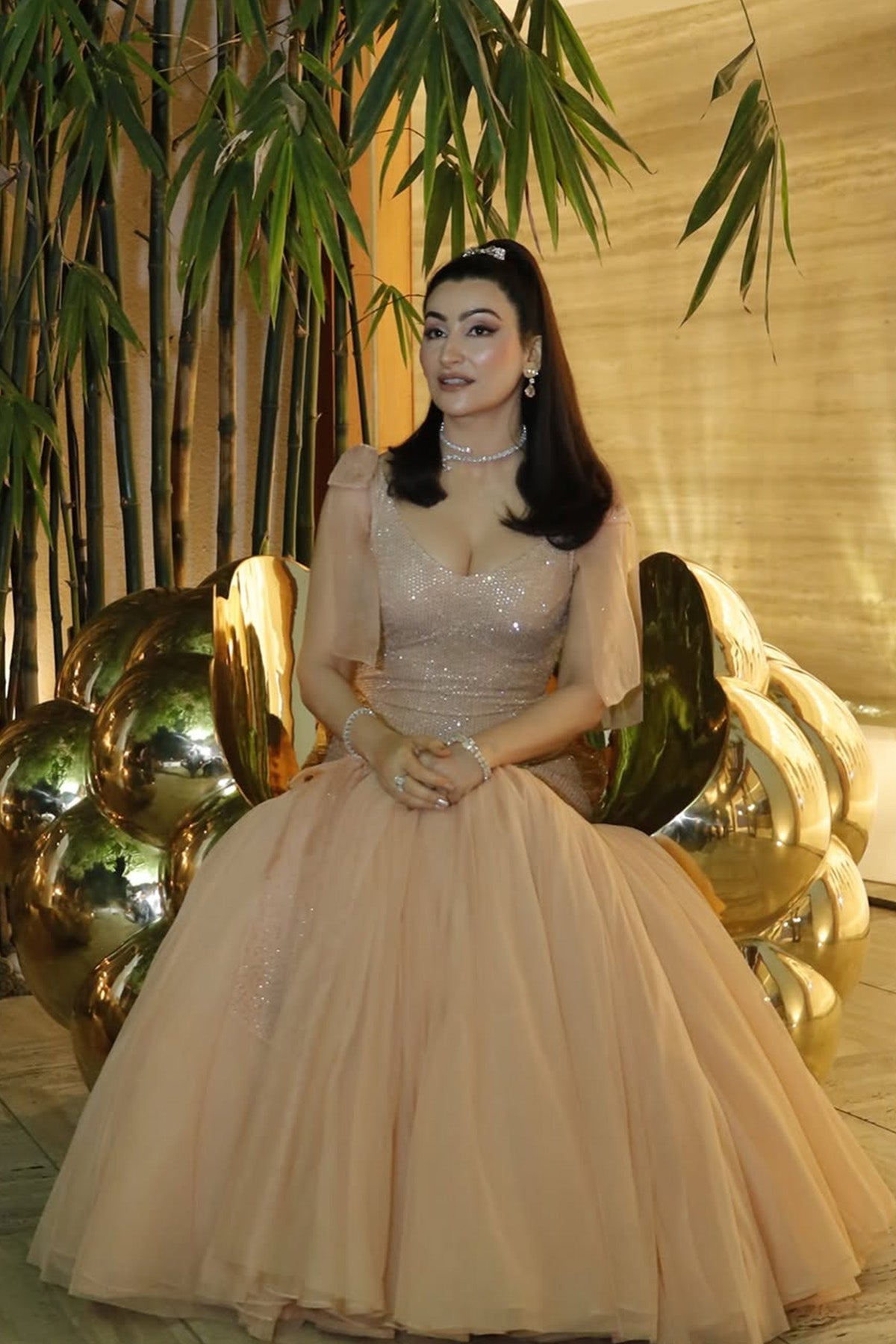 Shalini Passi in peach puff gown