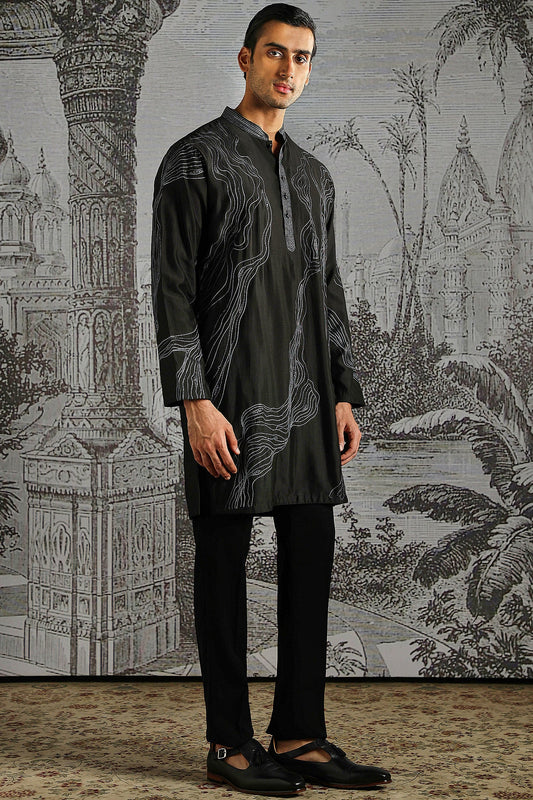 Black Onyx Minimal Kurta Set