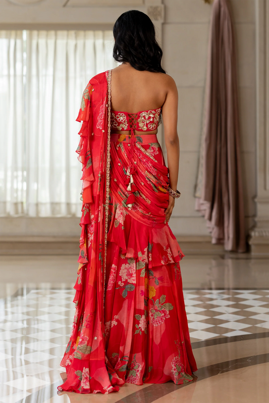 TATIANA SAREE SET – RED