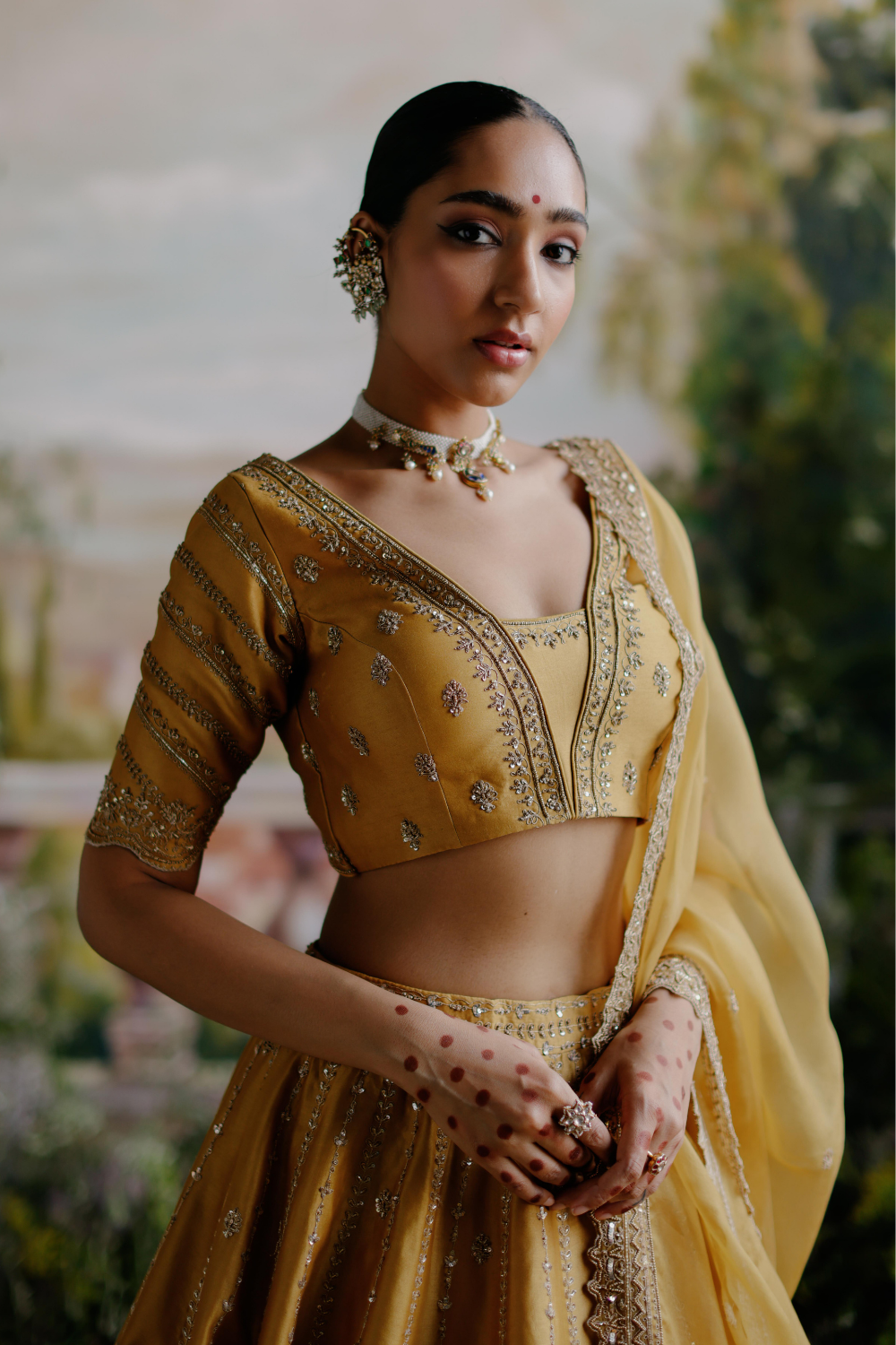 Tuscany Mustard Chanderi Aleena Lehenga Set