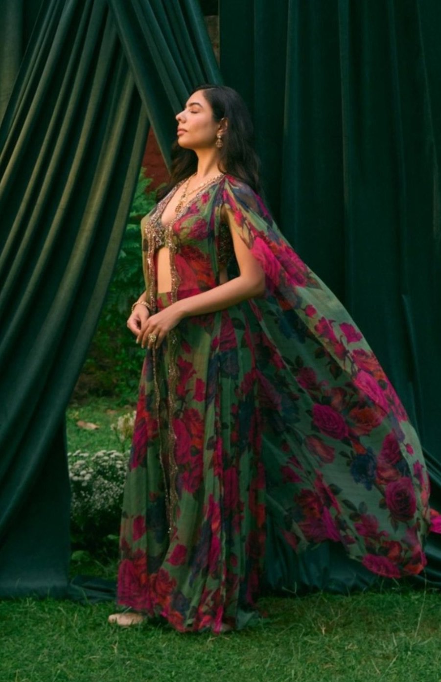 Green Floral Pant Set