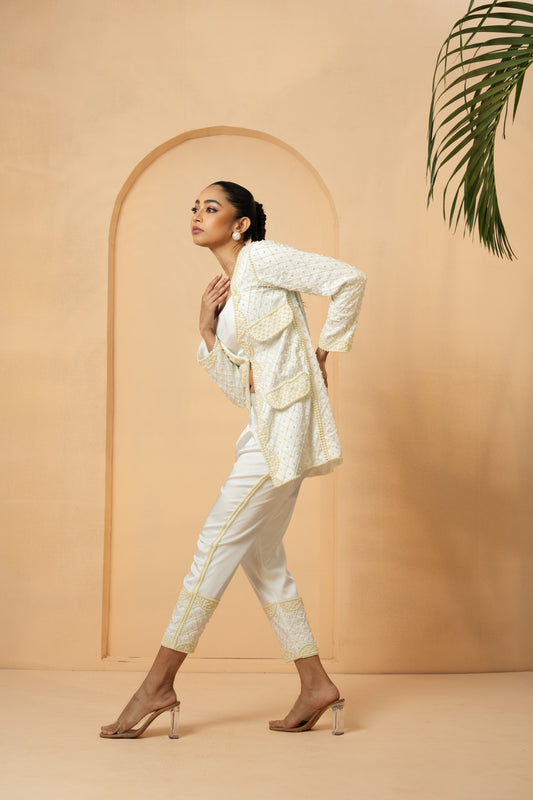 Ivory Hand-Embroidered Co-Ord Set