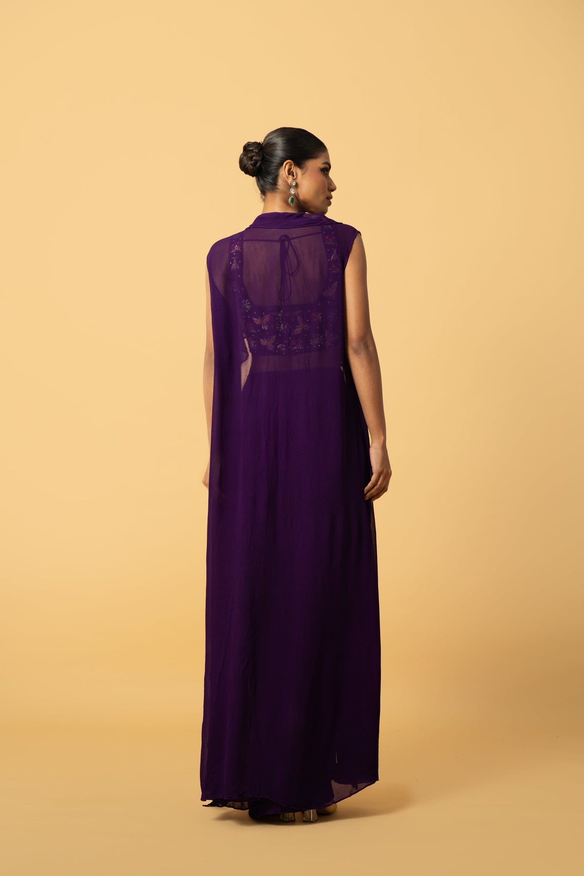 Violet Co-Ord Set with Cape