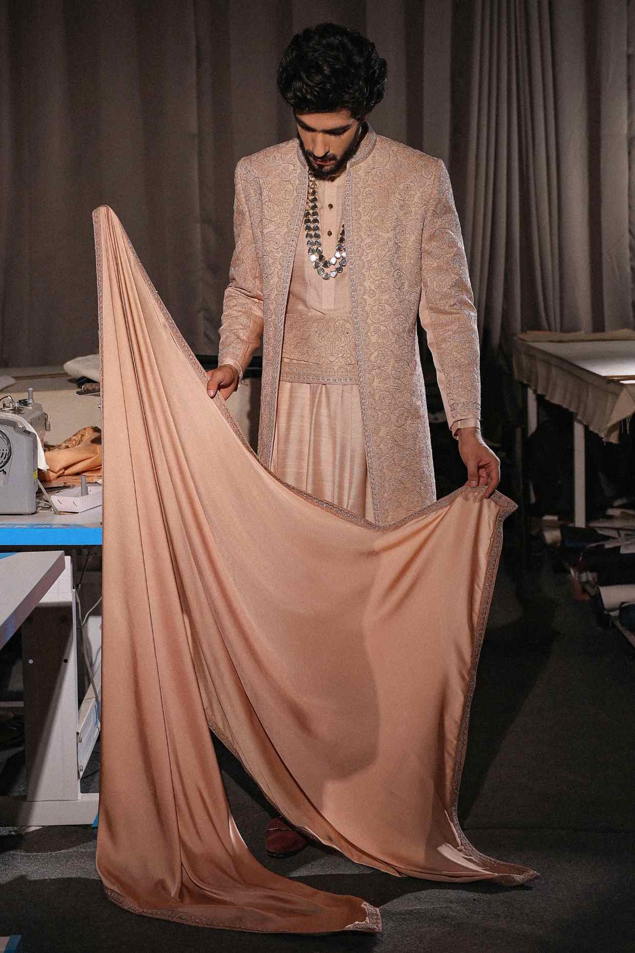 Natural Beige Sherwani Set