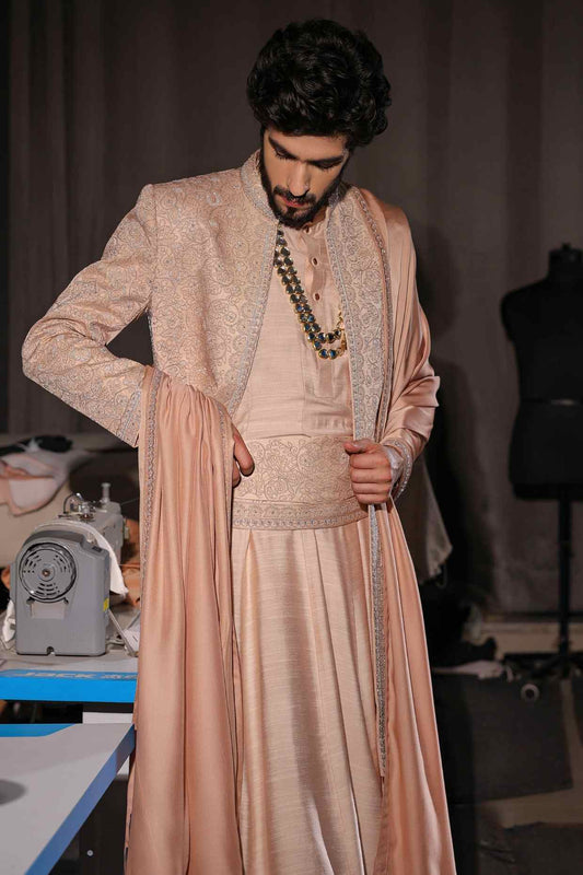 Natural Beige Sherwani Set