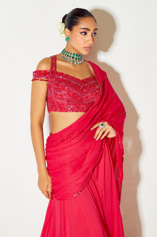 HOT PINK TONAL SAREE
