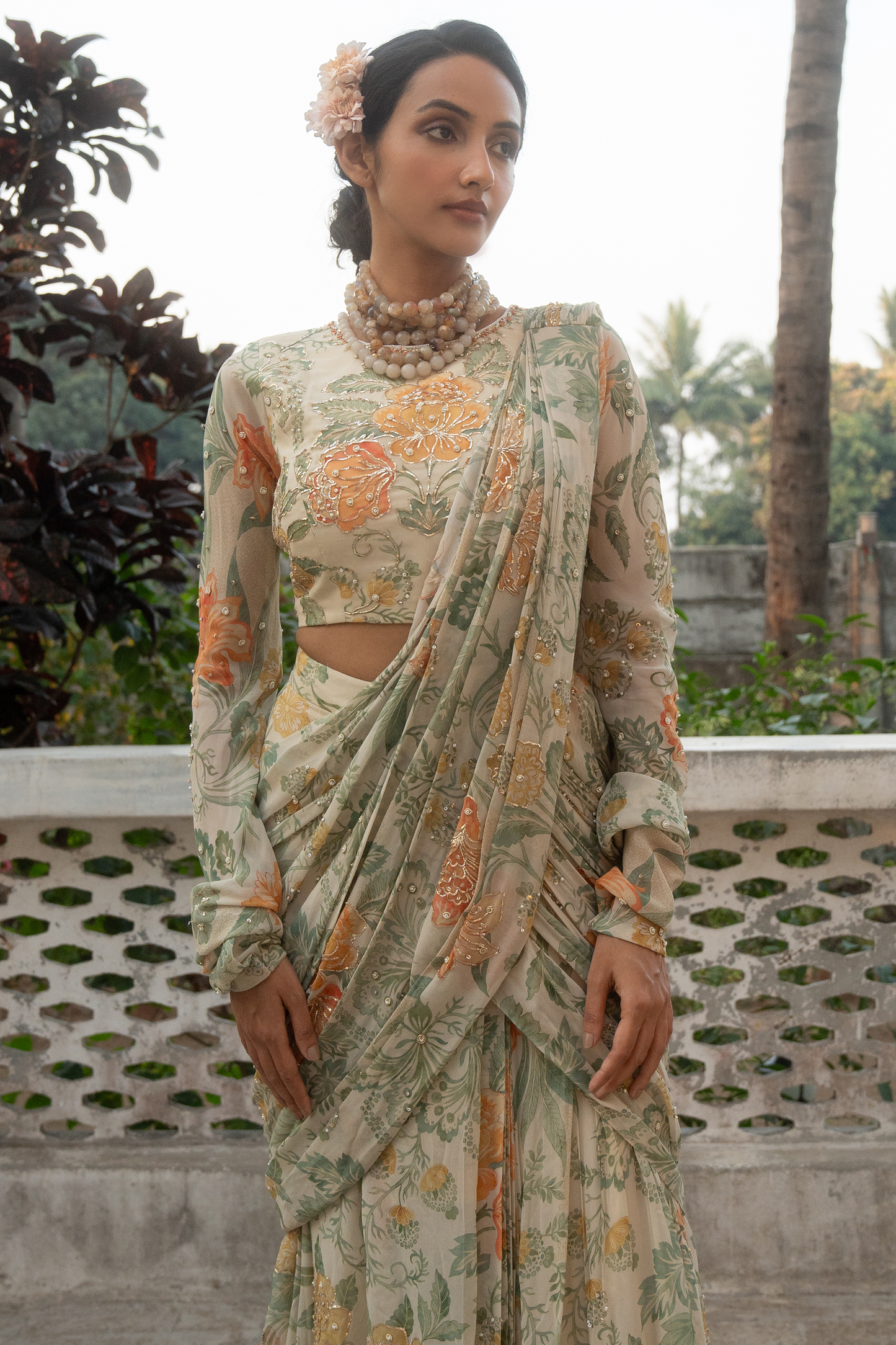 ALAIA SAREE SET – IVORY