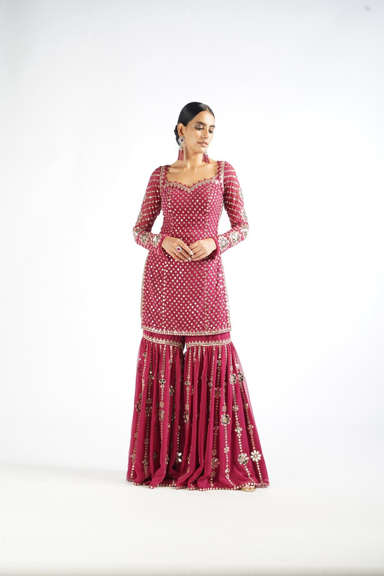 Mellow Wine Sharara Set