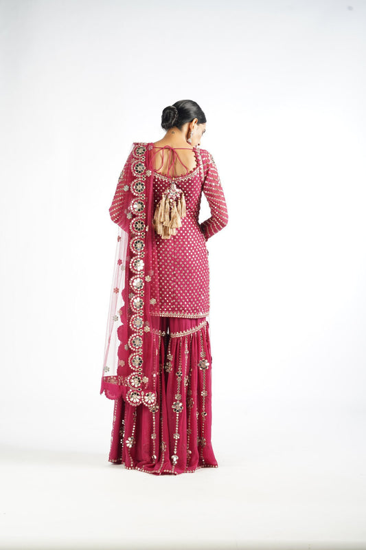 Mellow Wine Sharara Set