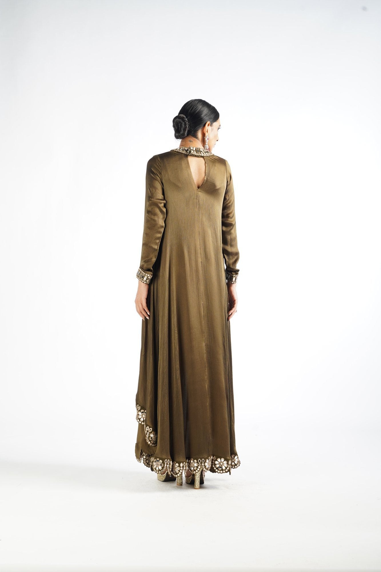 Olive Green Scallop Pant Kurta Set