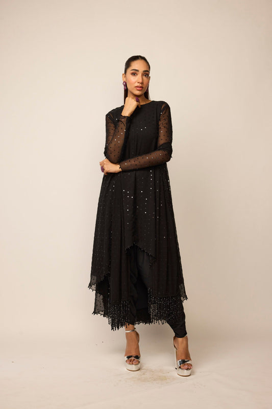 Black Georgette Kurta Set