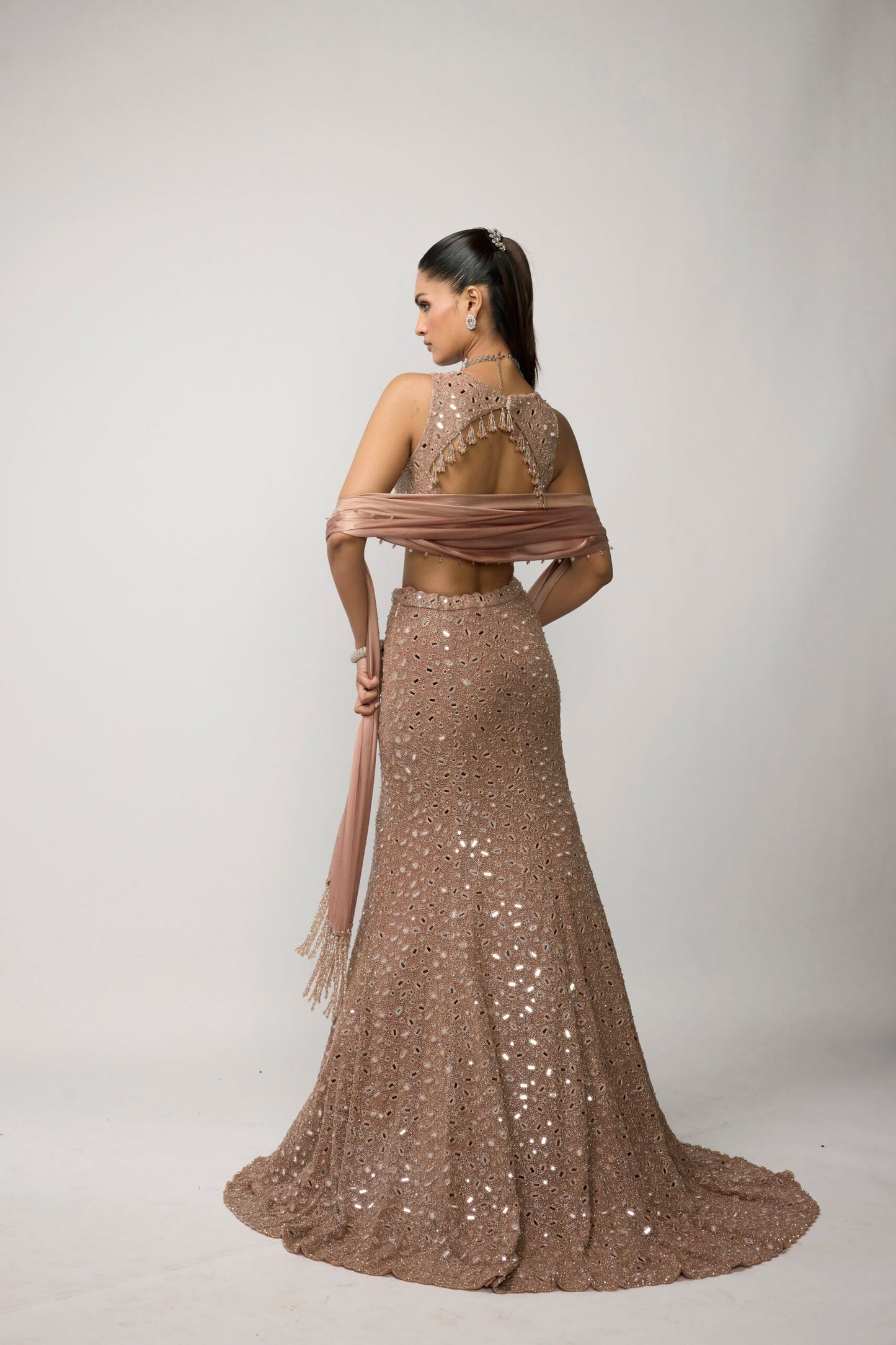 Bronze Rosé Fishcut Lehenga Set