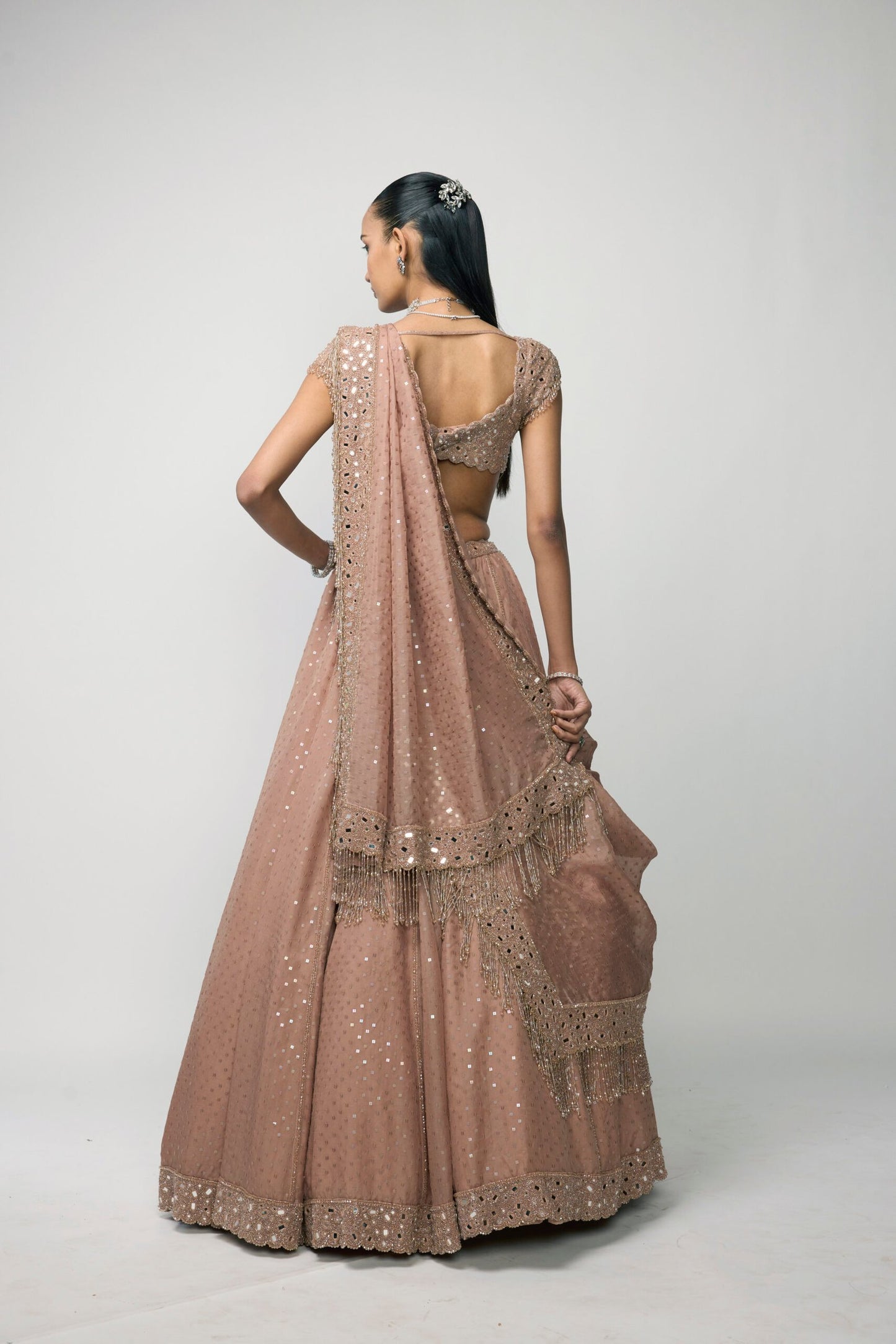 Bronze Rosé Sequins Embroidered Lehenga Set