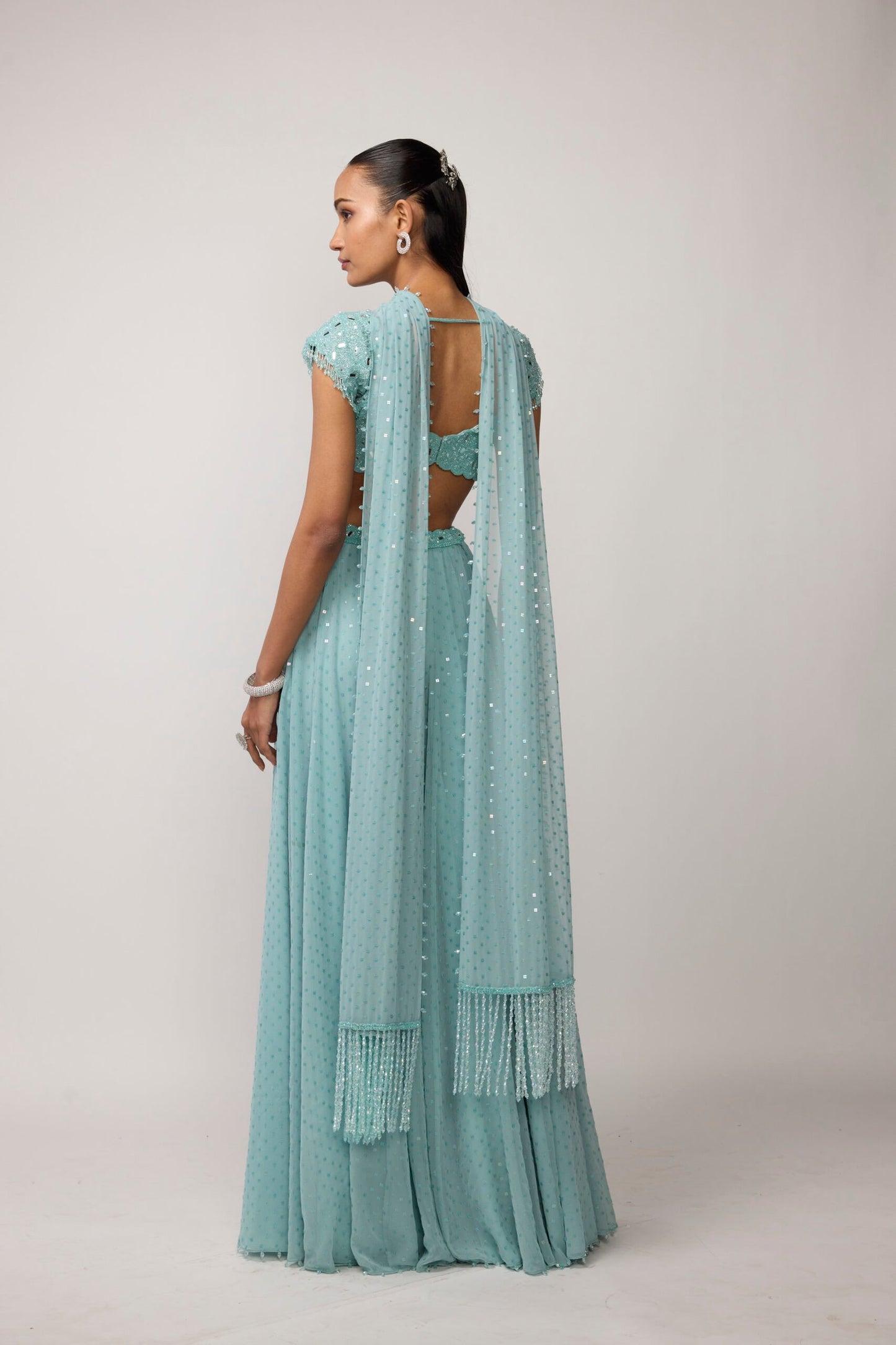 Powder Blue Geogette Skirt Set