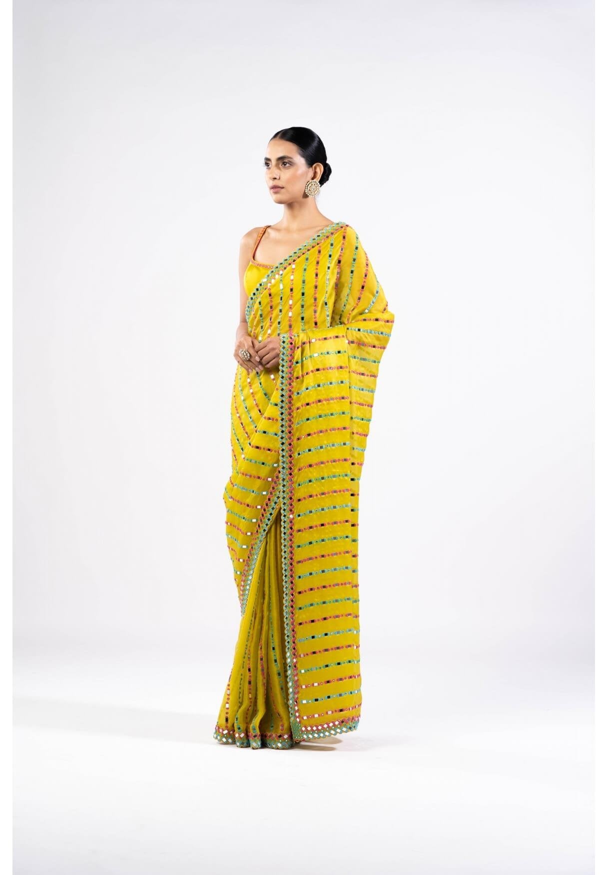 Moss Green Mirror Saree