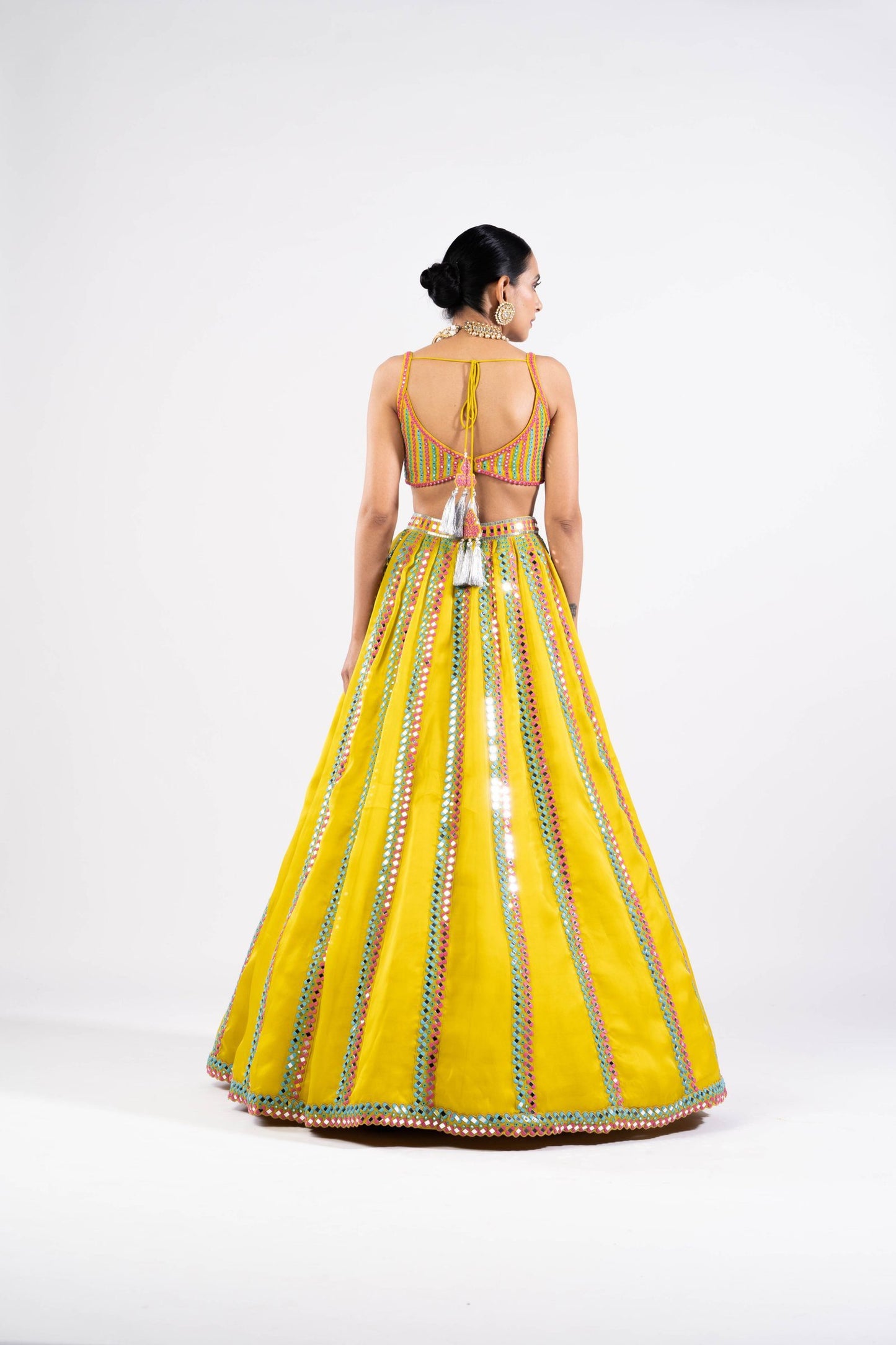 Moss Green Mirror Seam Lehenga Set