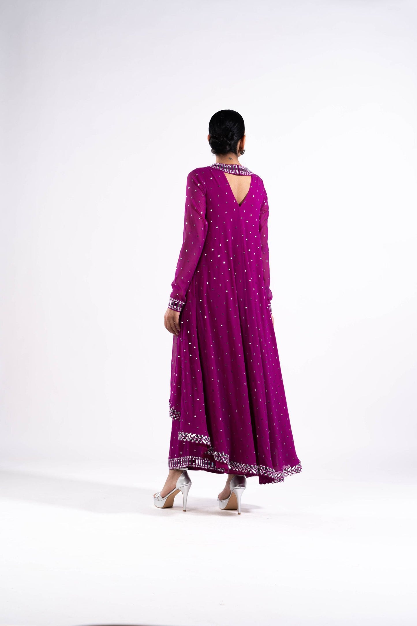 Pop Wine Asymetrical Kurta Set