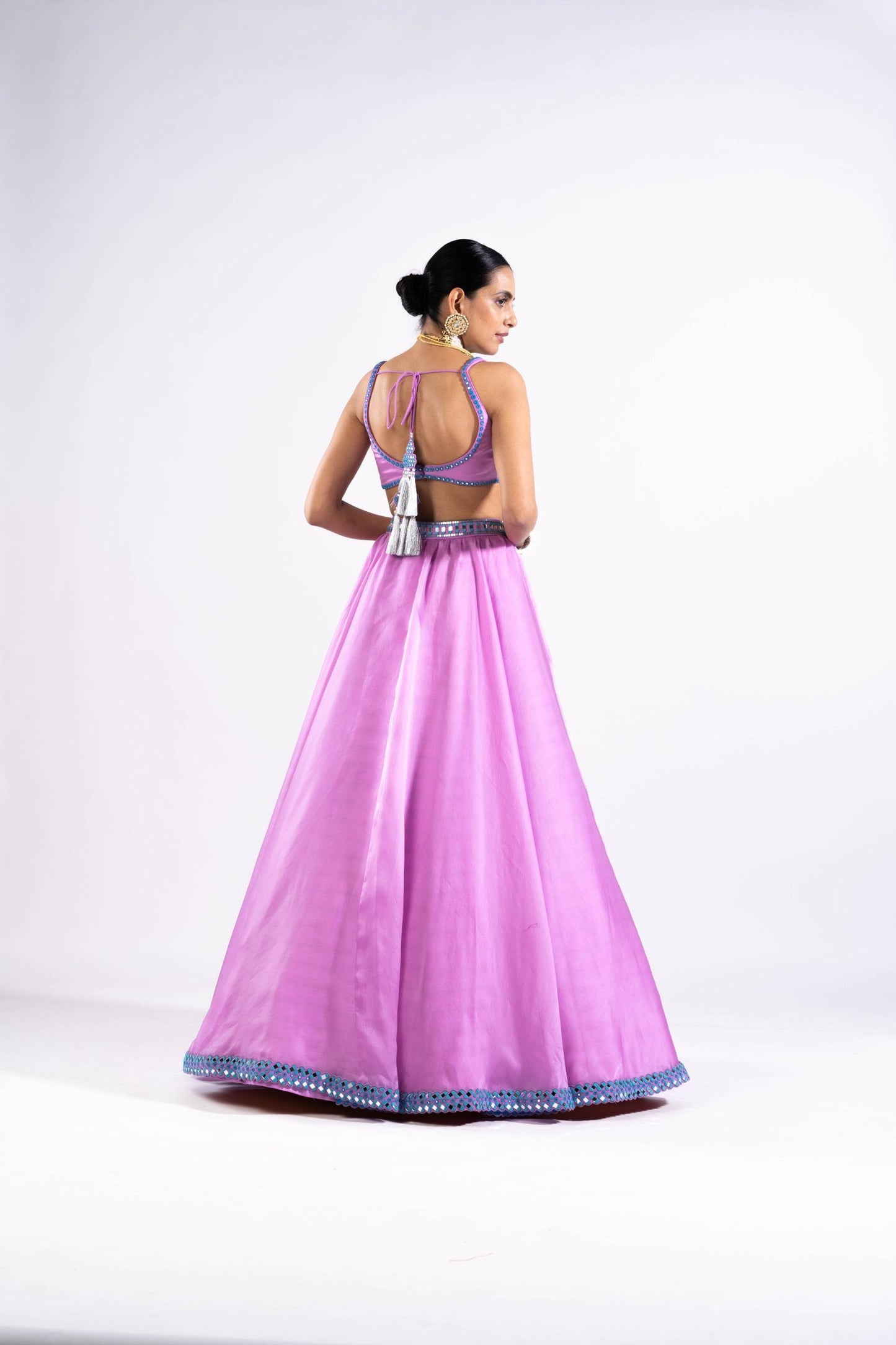 Mauve Satin Organza Lehenga Set