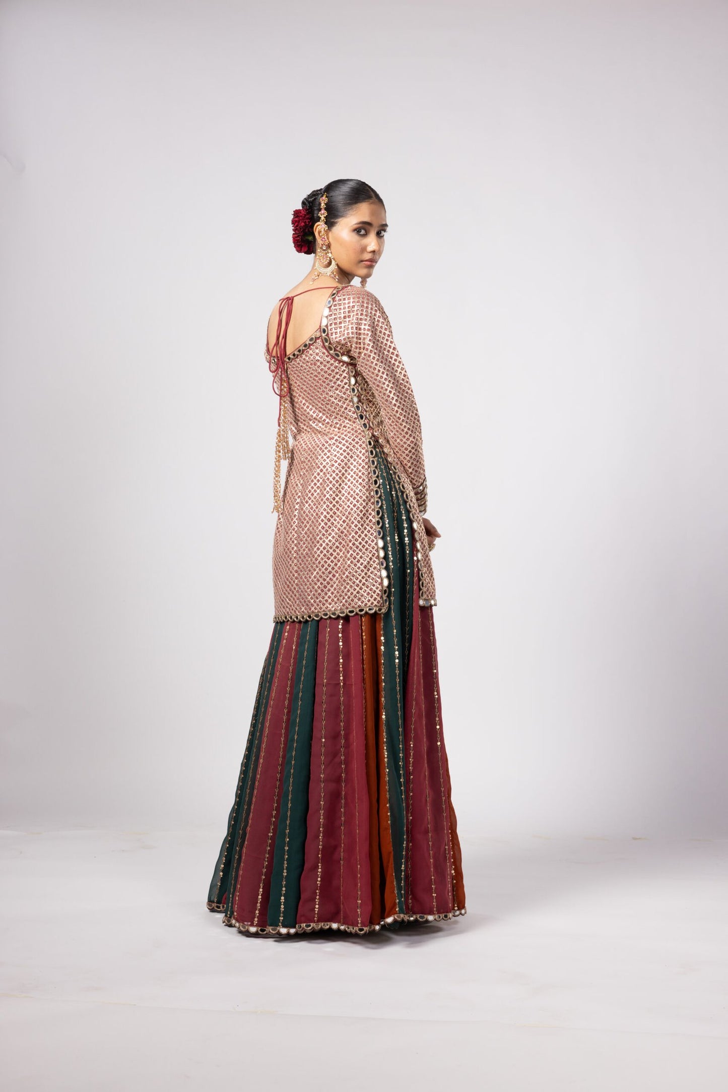 JADE GREEN KURTA LEHENGA PANTS SET