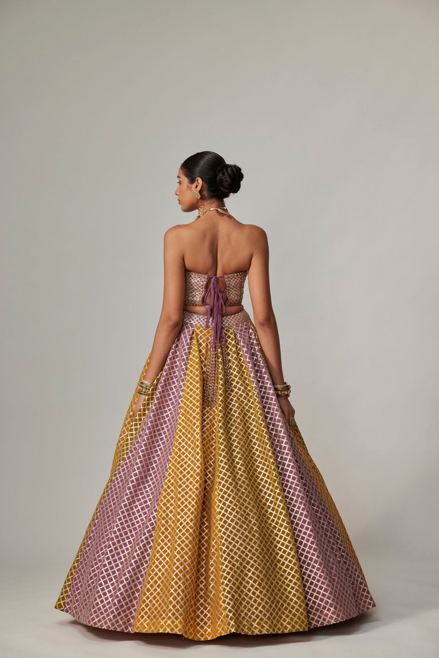 MUSTARD MULTICOLOR CORSET SKIRT WITH DUPATTA SET