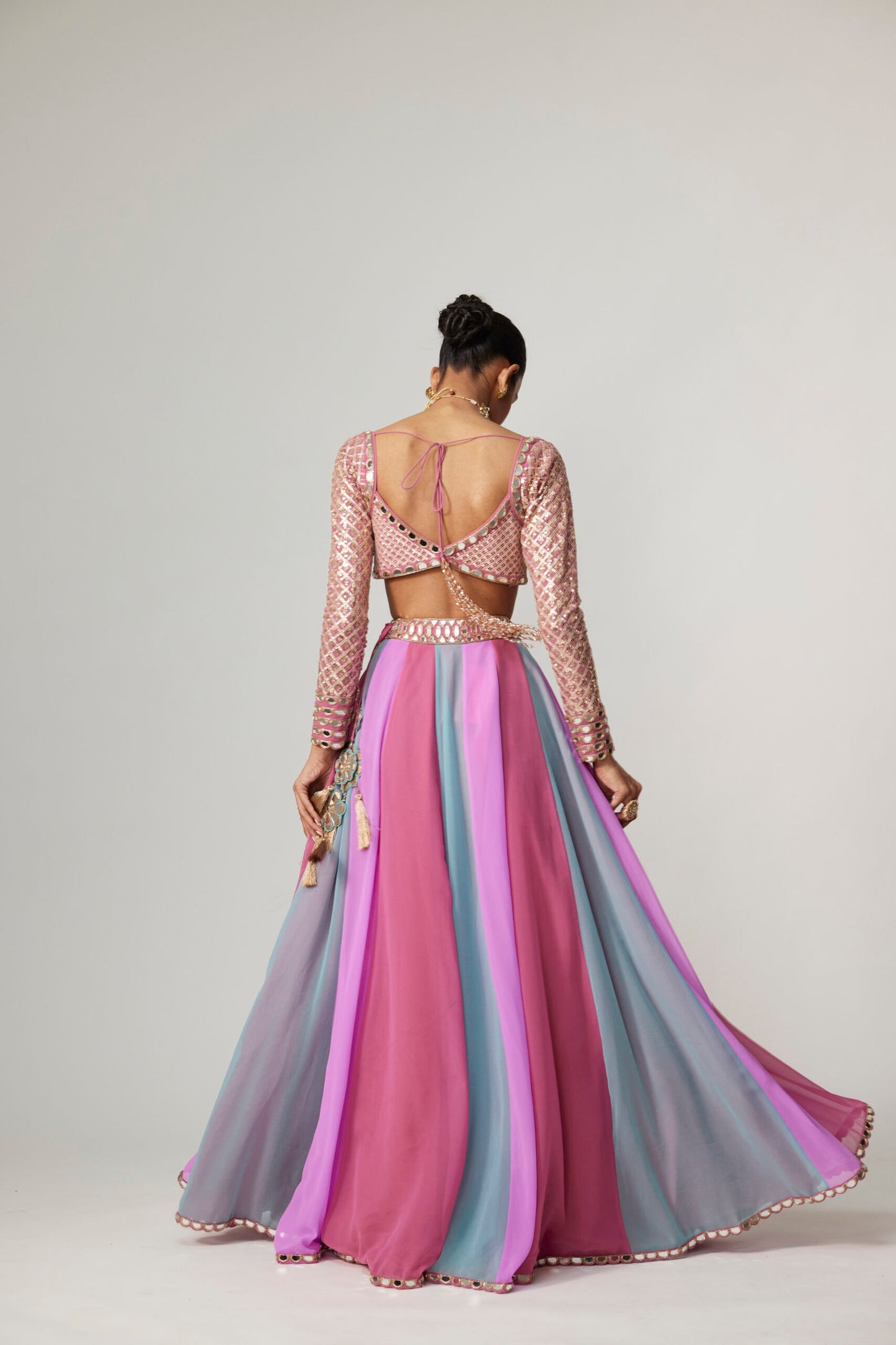 MAUVE MULTICOLOR LEHENGA PANTS SET